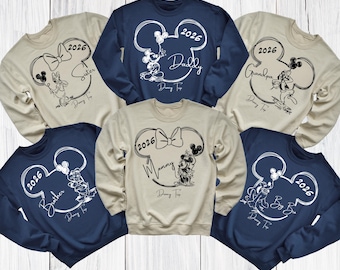 Custom Disney Trip Sweatshirt 2026, Matching Family Vacation Crewnecks, Mickey & Minnie Shirts, Disney Group Hoodie, Disney Castle Trip