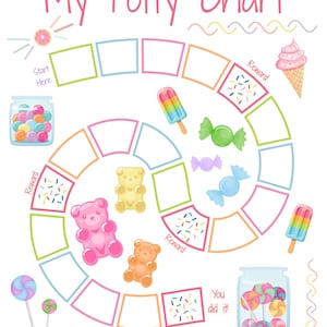 Juego de entrenamiento para ir al baño con dulces, personalizable, sistema de recompensas para niños pequeños (descarga digital)