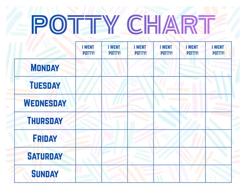 Potty Training Chart, Daily Tracking for Toddlers (digital Download) - Etsy