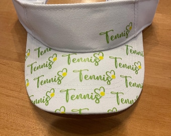 Tennis custom logo visor - small logo repeat on a visor or hat front bill. Great captains gift!