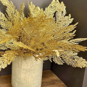 Faux Gold Glitter Fern Stem – Sparkling Holiday Accent for Winter Arrangements | Designer Seasonal Greenery by JD Home + Holiday