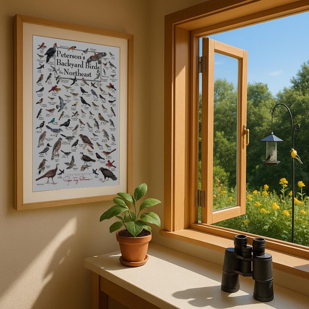 Peterson’s Backyard Birds of the Northeast Illustrated Art Poster (19 ...