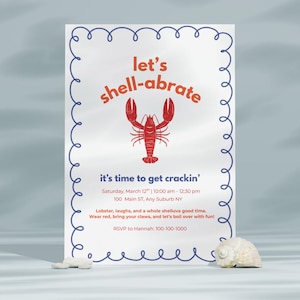 Summer Party Invitation | Lobster Party - Editable Canva Template | Summer Party Theme - Instant Download