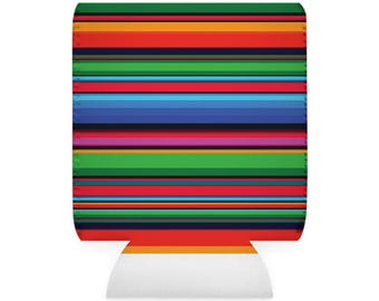Colorful Striped Pattern can cooler sleeve | Mexican Serape Inspired