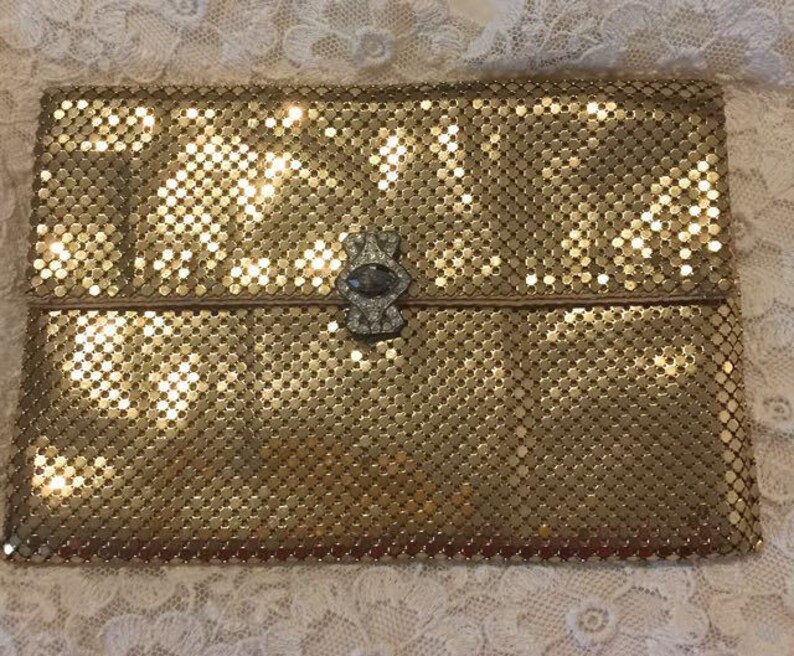 Vintage Gold mesh Whiting and Davis Evening Clutch Bag | Etsy