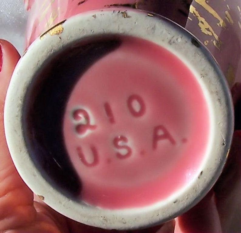 Vintage Pink and Gold Pitcher Vase Marked USA Shawnee Pottery Etsy