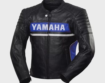 Handmade Cowhide Leather Yamaha Biker Jacket: Men's Motorcycle Jacket