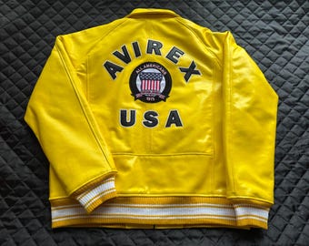 Avirex Men’s Yellow  Genuine Cowhide Leather Flight style Jacket
