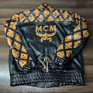 MCM ブラックレザーライダースジャケット Mcm Leather Jacket - Etsy