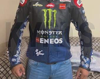 Handmade Cowhide Leather Yamaha Biker Jacket: Men's Motorcycle Jacket