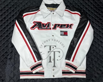 Avirex herrjacka i vit äkta kohud, flygstil