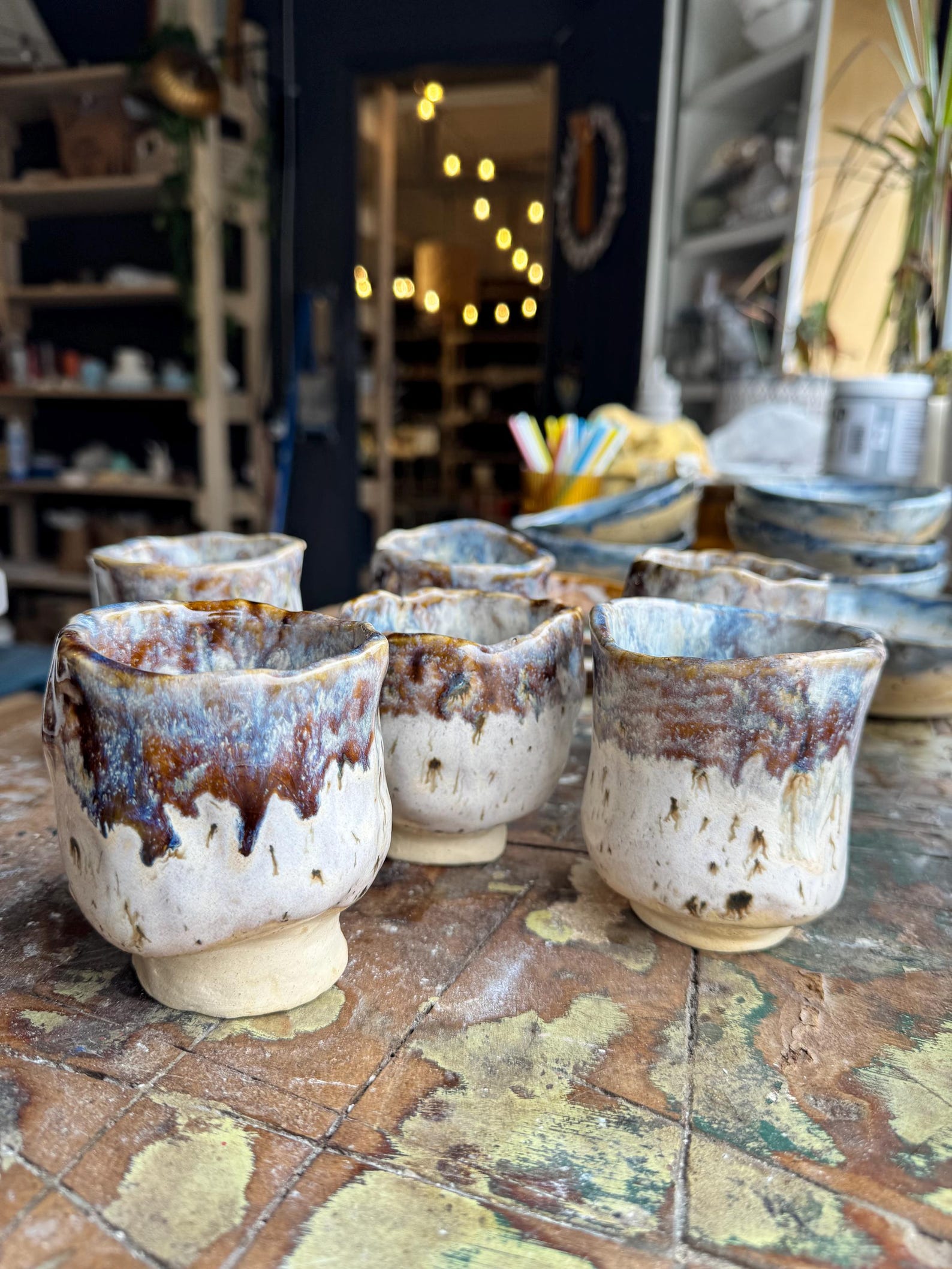 Handmade Ceramic Cup Set of 6 | Organic Colors | Glazed Stoneware Cups | Made in Annapolis Maryland