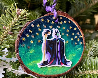 Maleficent Inspired Mixed Media Woodcut Ornament: Sleeping Beauty Decor