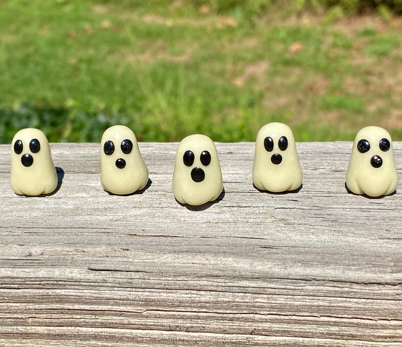 Glow in the Dark Ghost Ghostie Polymer Clay Mini Sculpture image 1