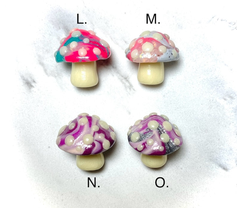 Glow in the Dark/UV Black Light Marbled Mini Terrarium Fairy Garden Knick Knack Mushroom Shroom Polymer Clay Miniature Sculpture image 4