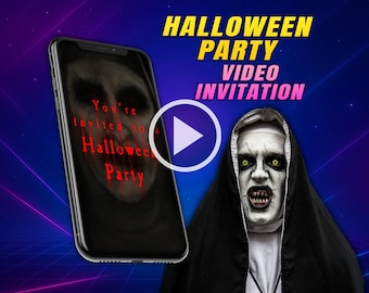 Scary Halloween party video invitation, horror digital animated video for mobile, ghost birthday personalized invite