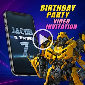 Transformers birthday party video invitation, autobots digital animated video for mobile, Optimus Prime personalized invite for boy