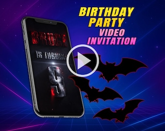Bat birthday party video invitation, superhero digital animated video for mobile, personalized invite for boys