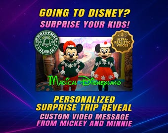 Disney trip in California video announcement, surprise message from Mickey and Minnie, Christmas edition