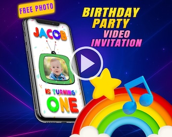 Birthday party video invitation, baby digital animated mobile personalized invite | free photo option