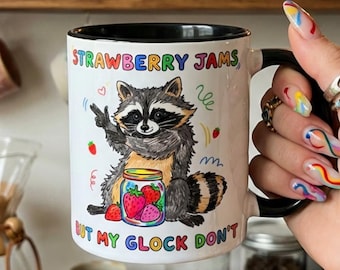 Funny Raccoon Coffee Mug Gift - Colorful Doodle Coffee Cup 11 oz - 15oz