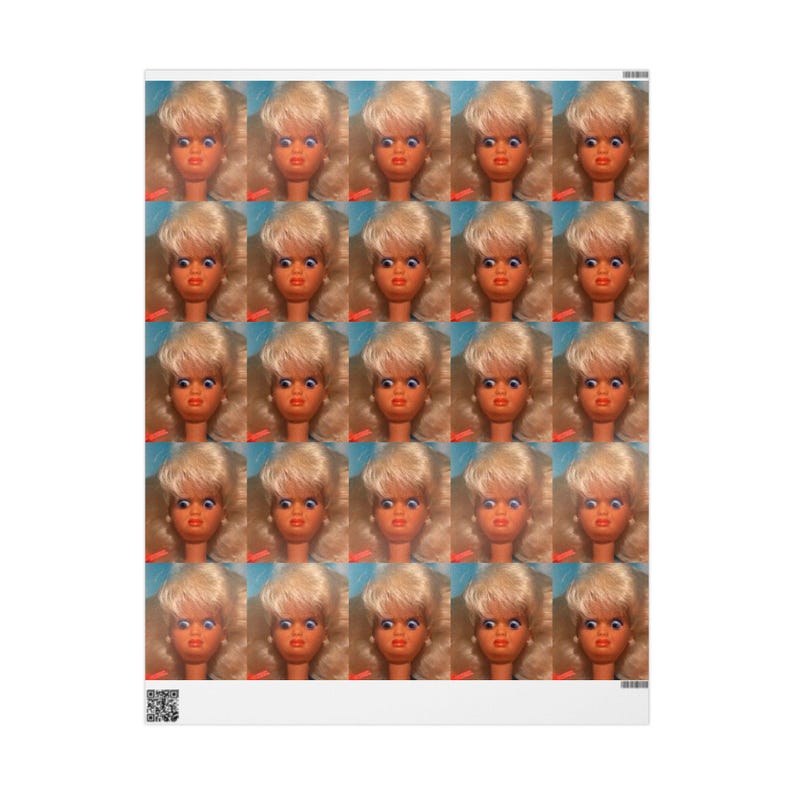 Doll Meme Wrapping Paper: Funny Novelty Gift Wrap 30" × 36"