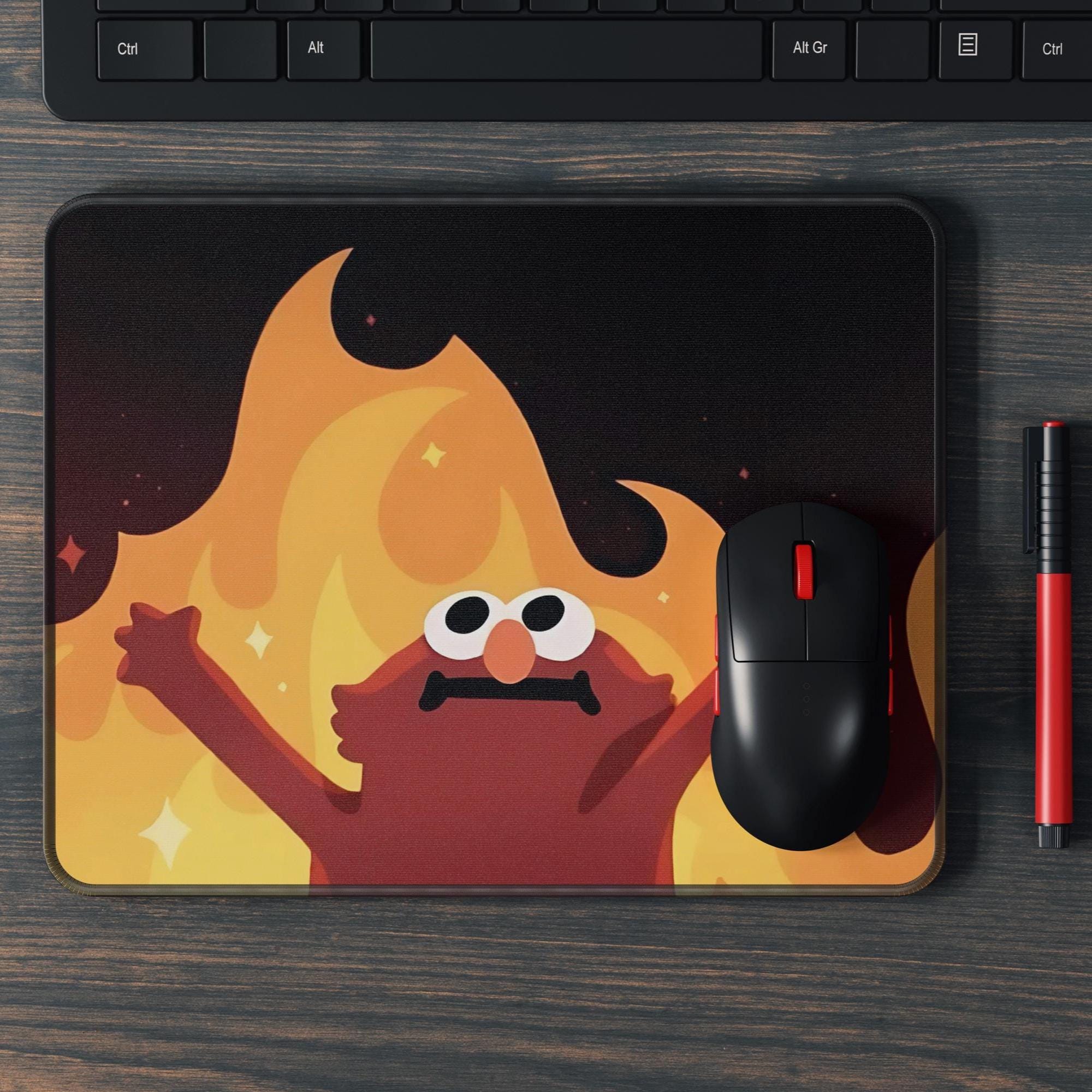 Fire Meme Monster Funny Gaming Mousepad 9x7 - Etsy