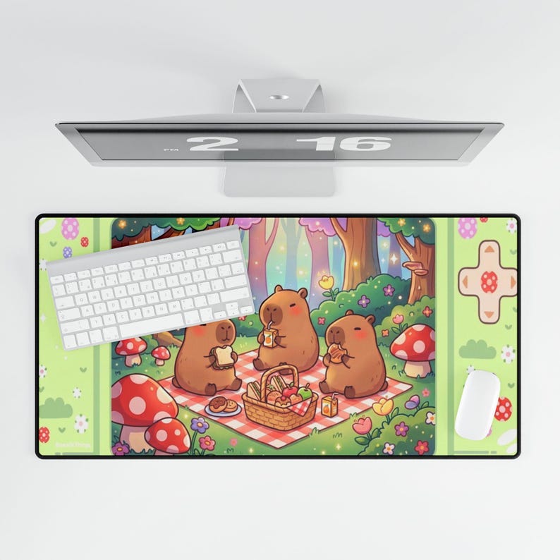 Cozy Kawaii Capybara Picnic Desk Mat, Large Desk Mat, Anime Mouse Pad ...