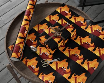 Fire Monster Meme Wrapping Paper: Funny Novelty Gift Wrap