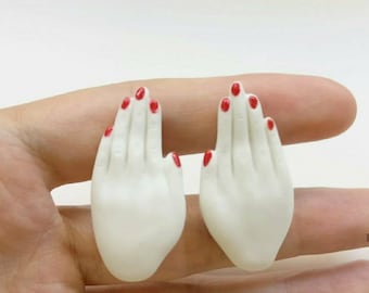 New! Hand made "Hand" white porcelain brooch pin