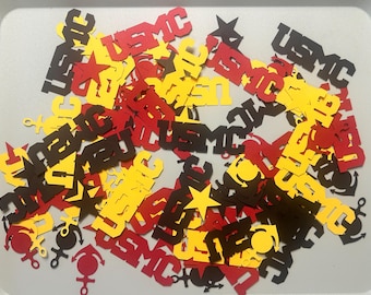 Esparcir confeti grande de la Infantería de Marina de los EE. UU. sobre la mesa: Decoraciones para fiestas de graduación, bienvenida, ascenso y jubilación de la Infantería de Marina de los EE. UU.