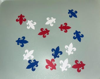 Confeti de mesa con flor de lis de los Scouts / Decoración para la ceremonia de la Corte de Honor y el Águila en rojo, blanco y azul