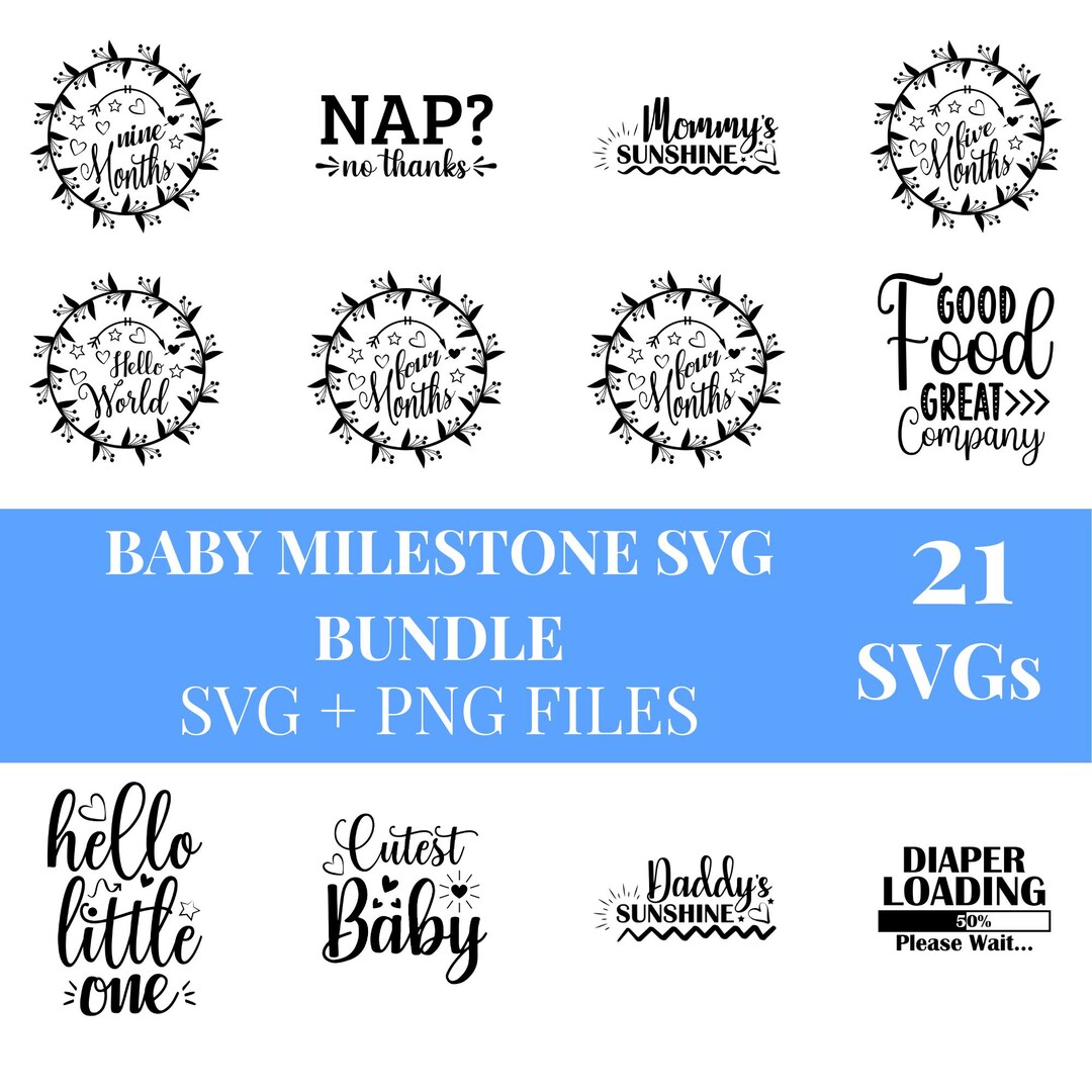Baby Milestone SVG Bundle Monthly Baby SVG Cut Files for Cricut ...