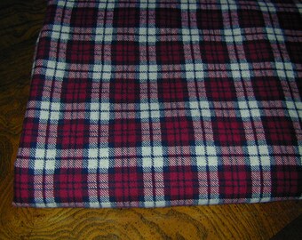 Flannel Fabric Dark Red and White Cotton Plaid