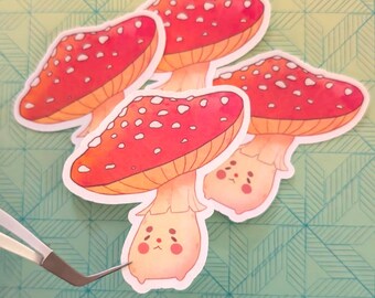 楽しい菌類ステッカーパック | | 手作り | 防水 | キノコ | デジタルアート