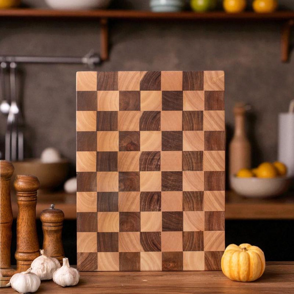 Acacia Wood Checkerboard Cutting Board, 45 x 30 x 3.5cm - Etsy