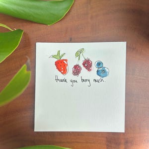 Handmade Watercolor Thank You Card: Funny Berry Pun