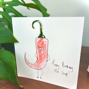 HOT STUFF card. Happy Birthday card. Funny rude card. Cute birthday card