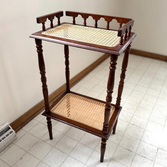 Vintage Cane Telephone Table