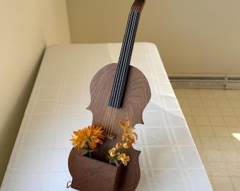 Vintage Violin Planter Decor - Vintage Musical Decor