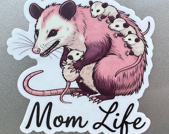 Mom Life Opossum Sticker Waterproof Vinyl Sticker