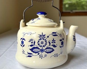 Vintage Blue Onion Ceramic Teapot: 1970s Japan Decor - Etsy