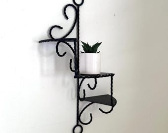 Vintage Wrought Iron Spiral Staircase Shelf Step Shelf