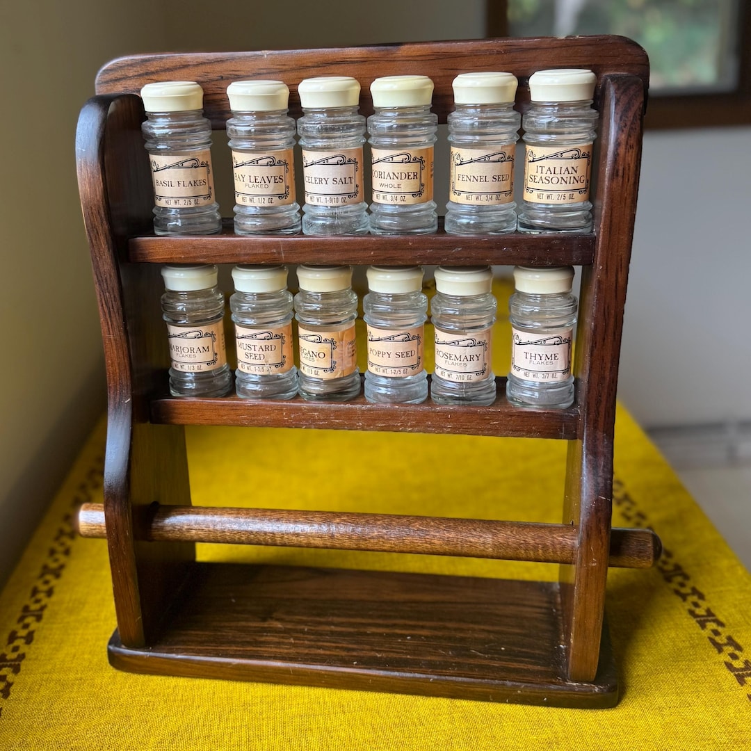 Vintage Spice Rack With Apothecary Jars Paper Towel Holder - Etsy