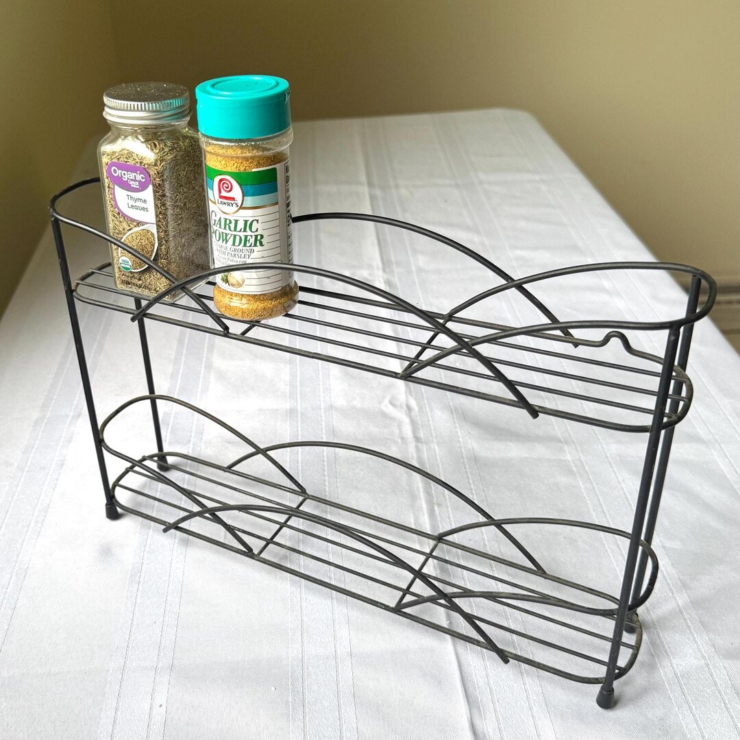 Vintage Style 2 Tier Black Metal Spice Rack - Etsy