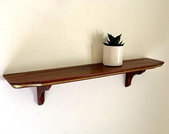 Vintage 24” Cherry HOMCO Home Interiors Shelf Gold Trim