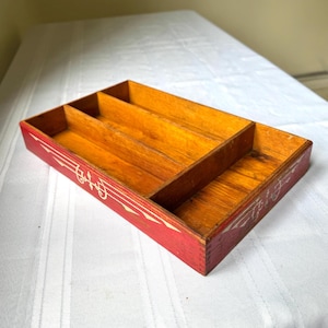 Vintage Wooden Cutlery Tray Utencile Tray