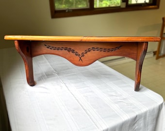 Vintage Wooden Shelf with Embossed Wheat or Grain Pattern