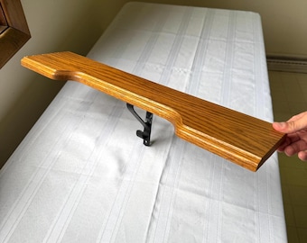 Vintage Rustic Oak Wall Shelf with Metal Bracket