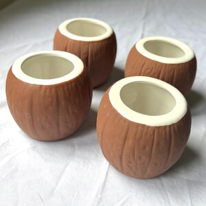 Keramik Kokosnuss Tiki-Tassen - 4-er Set